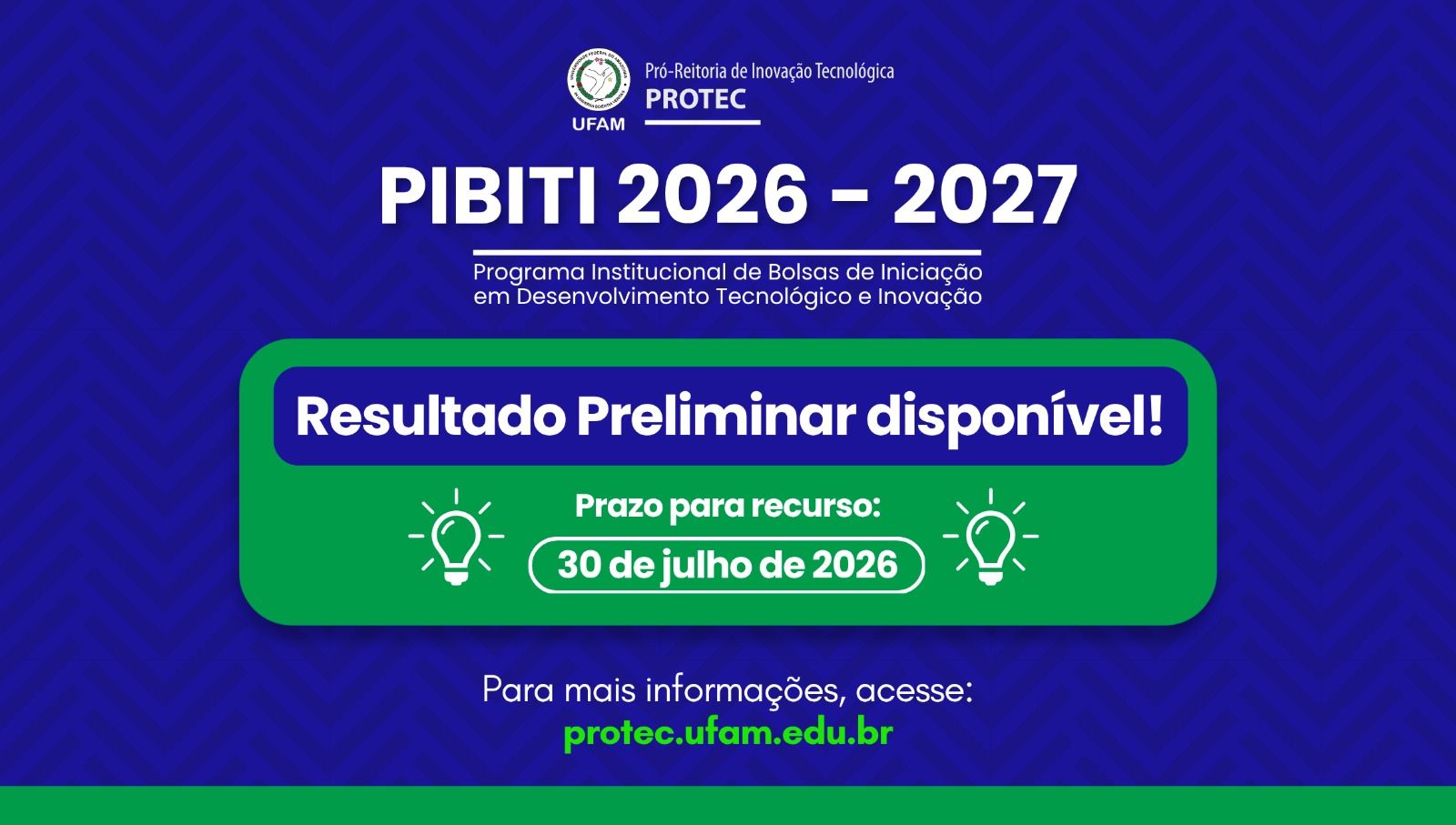 PIBITI 2026/2027 - Resultado Preliminar e Prazo para recursos